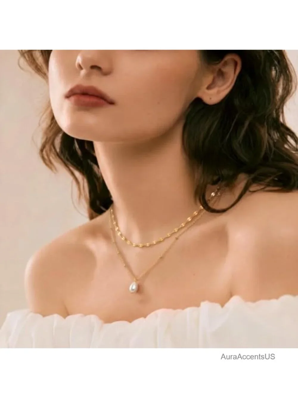 Gemstone or Gold Plated Pearl Layered Necklace for Women